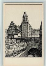 W6100 Darmstadt Selbstverlag - Federzeichnung - Glockenturm im Schloß, gute Erhaltung AK Winkel, K.
