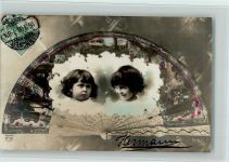 Kinderköpfe im Fächer - Serie 7062-6 AK Fächer Fotomontage AK