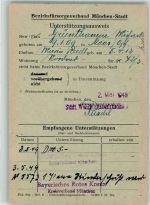 W8000 München Unterstützungsausweis Bezirksfürsorgeverband Ausweis 1949 KEINE AK