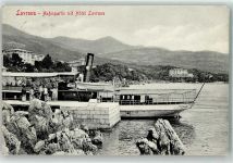 Lovrana Laurana 1909 - Hafen mit Hotel Dampfer