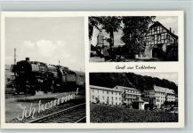 49545 W4542 Tecklenburg - Ortsansichten Fachwerkhaus Dampflokomotive 3-Bildaufnahme