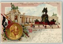 W1000 Berlin Mitte Gruss aus National Denkmal Adel Kaiser Wilhelm I 1898 Lithographie