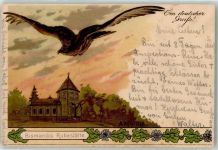 Ruhestätte Lithographie Eichenlaub und Adler mit Krone AK Bismarck 1903 Gebrauchsspuren