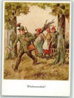 Jagd Jäger alte Frauen sammeln Reisig Humor Verlag Emil Köhn Nr. 2301 Geilfus, H. Künstlerkarte