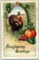 Truthahn Kürbis Mais Thanksgiving 1913 Prägedruck