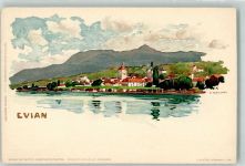 74500 Evian-les-Bains Lithographie sign. Voellmy