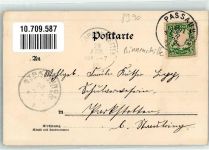 W8390 Passau Unter- u. Oberhaus Abfahrt d. Salondampfers n. Linz-Wien Raddampfer 1902