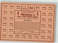 Lebensmittelkarte Milchkarte Kriegsnot