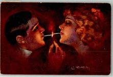 sign. Usabal Liebespaar Zigarette 1916