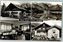 87629 W8958 Füssen Foto AK Pensionshaus Biffi Gaststube Garten Forggensee