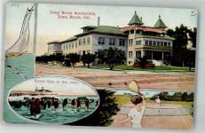 Long Beach Foto AK Tennis Sanatorium Schwimmbad