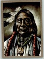 Häuptling Red Cloud um 1860 , Zeichnung : K.D. Kubat Planet Verlag Indianer 1985 Künstlerkarte