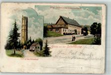 98559 O6054 Schmücke 1901 Lithographie Turm a.d. Schneekopf Hotel