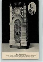 Kunst-Uhr aus Strohhalmen 1907 AK Uhr