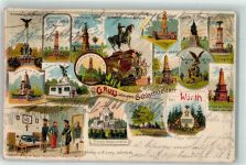 Woerth Wörth an der Sauer Schlachtfelder Kriegerdenkmal Lithographie / Künstlerkarte