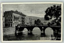 Sarajevo Sarajewo 1935 Foto AK Prinipov Brücke Straßenbahn