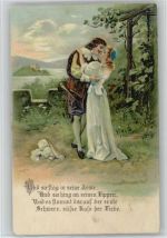 Süsse Kuss der Liebe -- 1910 AK Trompeter v. Säckingen Prägedruck