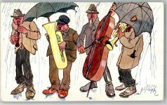 Serie 848-6 Musikanten im Regen BKW Künstlerkarte