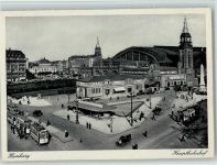 W2000 Hamburg Hauptbahnhof, Straßenbahnen ca 1954 AK Bahnhof