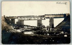 Waldenburg Walbrzych Foto AK Brückenbau Ort handschriftlich Wolkwiec