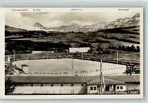 W8999 Scheidegg , Allgäu Alpen-Freibad mit Gottesackerwände Widderstein Didamskopf Foto Mauch Schwimmen