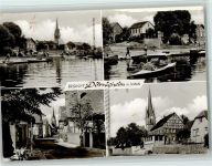 63477 W6457 Dörnigheim - Ortsansichten Kirche Kanus Fachwerkhäuser 4-Bildaufnahme