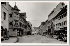 88239 W7988 Wangen im Allgäu Foto AK Auto Geschäft Herrenstrasse Fahrrad Denkmal