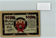 98527 O6000 Suhl - Notgeldschein 50 Pfennig Wappen Ortsansicht