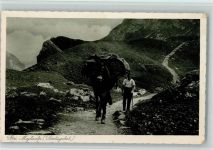 Bei Meglisalp (Säntisgebiet ) Bauer mit Esel Landwirtschaft 1940