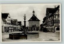 73614 W7060 Schorndorf , Württ - Marktplatz Fachwerkhaus Brunnen