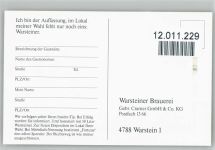 Warsteiner - Gewinnspiel - Werbung Bier