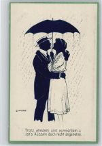 sign Zinnoris - Regenschirm - Liebe Poesie - Serie 599 Verlag Kohler - Künstler Künstlerkarte