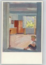 Nr. 222 - Albert Welti - "Der Bub in der Türe" Kunstwart Postkarte Künstlerkarte