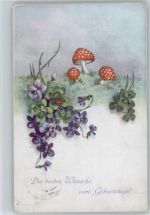 Geburtstag , Veilchen , Fliegenpilze Pilz 1922
