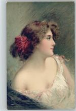 T.S.N. Serie 505 No 5 - Glamour Frau mit Blume im Haar Asti, A. Künstlerkarte