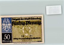 08289 O9412 Schneeberg , Erzgeb - Notgeldschein 50 Pfennig Wappen Schneeberg