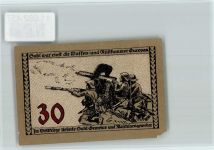 Soldaten am Schütz - Ecke beschädigt, Notgeld Waffe