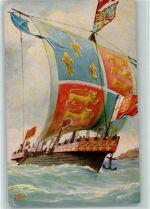 Nr. 58 Englisches Kriegsschiff 14. Jahrh. sign Rave Marine - Galerie