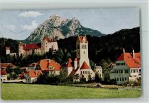 87629 W8958 Füssen 1933 - Berg Säuling mit der Burg und Kirche AK Verlag Herpich Nr. 733 AK
