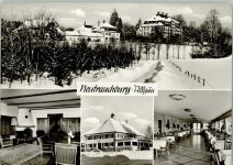 88316 W7972 Neutrauchburg - Kuranstalt Sonne Innenaufnahme Sitzgruppe Kamin Speisesaal Winteraufnahme 4-Bildaufnahme