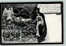 Trauerkarte - Germania am Sarg, Schutzengel, Wappen, Ereignis Bismarck