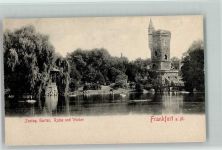 Zool. Garten Frankfurt - Ruine, Weiher 1900 AK Zoo