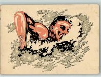 sign Gross - Serie I Nr. 17 Schwimmen - Werbekarte zur Förderung des Sports Schwimmen 1935 Künstlerkarte
