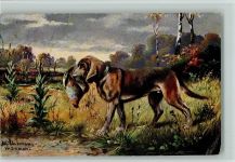 Jagdhund mit Federwild im Maul - Jagdtiere Schönian, A. Künstlerkarte