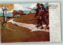 Wandern im Bayernlande AK Postkutsche 1907 Künstlerkarte