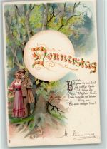 Donnerstag aus Blüten - Liebespaar litho Tag Prägedruck