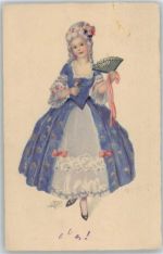 Rokoko Frau mit Fächer Mode 1925