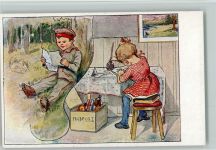 Kinder in Uniform - Brief schreiben , Feldpost - Serie 150 Liebesgrüsse Tintenfass