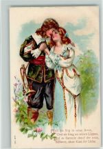 Serie 535 - Und sie flog in seine Arme - litho Trompeter v. Säckingen Prägedruck