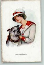 Lady mit ihrem Hund einen Boxer Kaskeline, F.